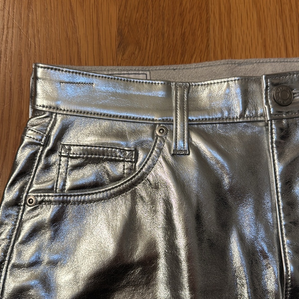 Gap Silver Vegan Mini Skirt, sz 2 - Picture 3 of 8